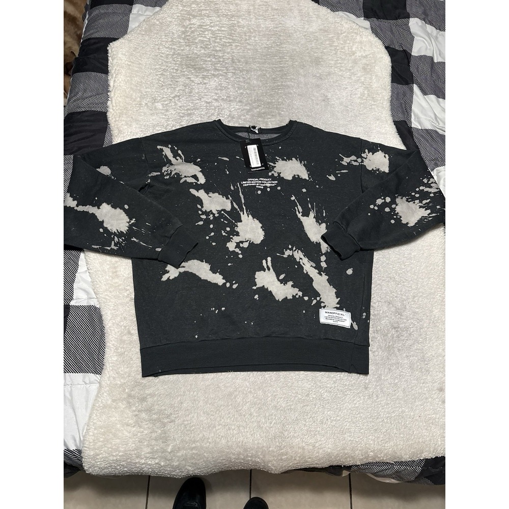 Boohoo Man Black Oversized Tie Dye Sweatshirt Mens Size Small NWT Sweater
